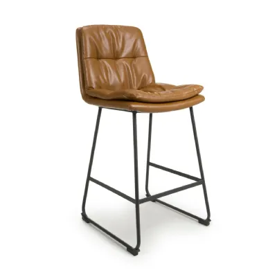 Argyle Leather Effect Tan Bar Chair