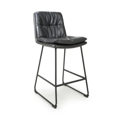 Argyle Leather Effect Dark Grey Bar Chair