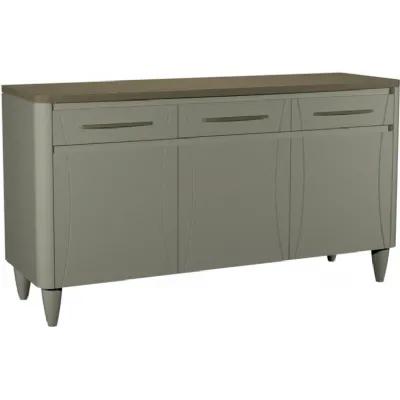 Grey Wide Sideboard Scandi Oak Top 3 Doors 3 Drawers