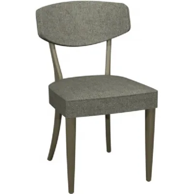 Grey Fabric Carved Back Dining Chair Oak Frame