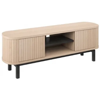 Light Oak Entertainment TV Media Unit Peppercorn Legs