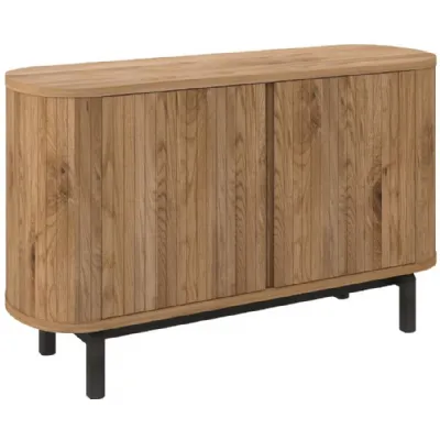 Rustic Oak Narrow Sideboard Peppercorn Black Legs