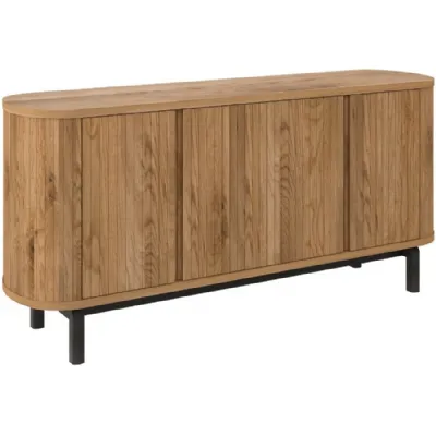 Rustic Oak Wide Sideboard Peppercorn Black Legs