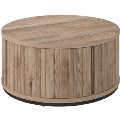 Grey Oiled Oak Peppercorn Round Coffee Table