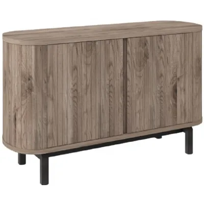 Grey Oiled Oak Narrow Sideboard Peppercorn Black Legs