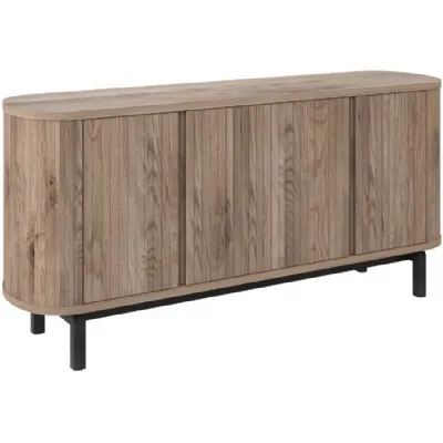 Grey Oiled Oak Wide Sideboard with Peppercorn Legs