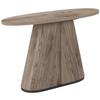 Vega Grey Oiled Oak And Peppercorn Oval Console Table