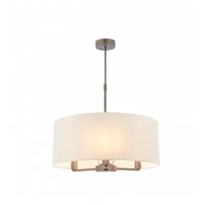 Large Bronze White Shaded 3 Pendant Ceiling Light