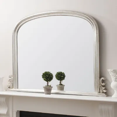 Modern Silver Leaf Bedroom Overmantel Wall Mirror