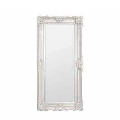 Large White Rectangular French Ornate Leaner Wall Mirror