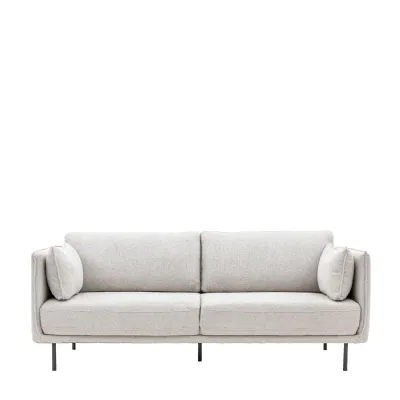 Natural Boucle Fabric Large 3 Seater Sofa Metal Legs