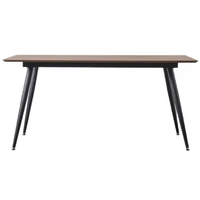 Walnut Top Dining Table 4 to 6 Seater Black Metal Legs