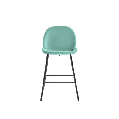 Mint Green Velvet Bar Stool Black Metal Legs