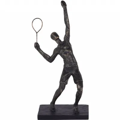 Bronze Textured Raquet Player Sports Sculpture