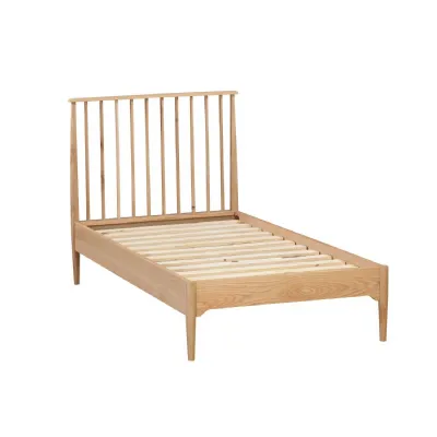 Oak 3ft Single Bed with Tall Slatted Headboard