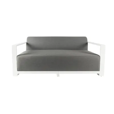 Modular Outdoor 2 Seater Sofa Light Grey Fabric White