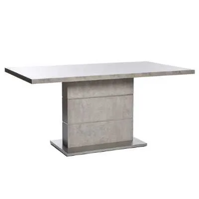 Concrete Effect Dining Table Stainless Steel Base