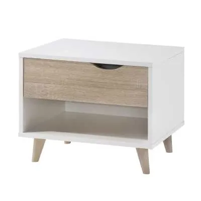 Stockholm 1 Drawer Bedside White oak