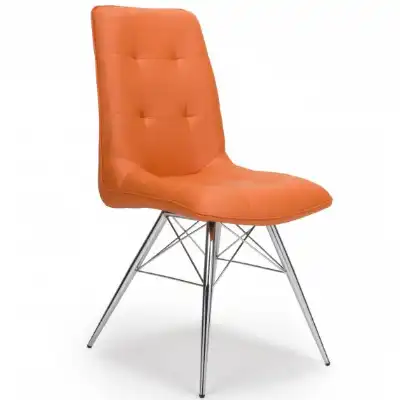Quilted Orange Leather Dining Chair