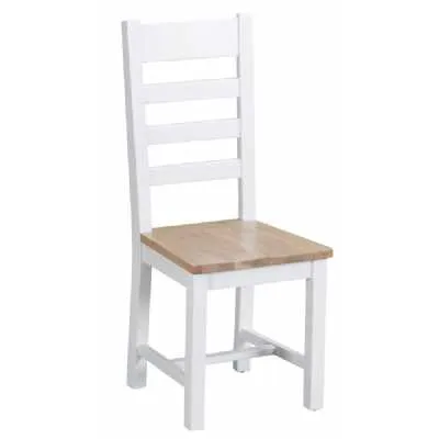 Modern Style Wooden White Painted Ladder Back Kitchen Dining Room Chair 100 x 41cm