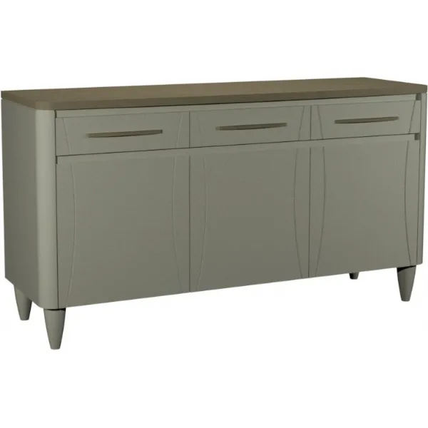 Grey Wide Sideboard Scandi Oak Top 3 Doors 3 Drawers