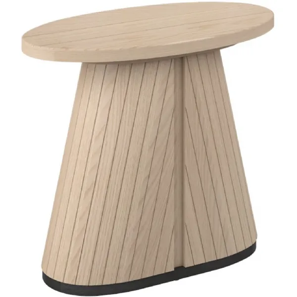 Light Oak Oval Lamp Table With Geometric Peppercorn Base