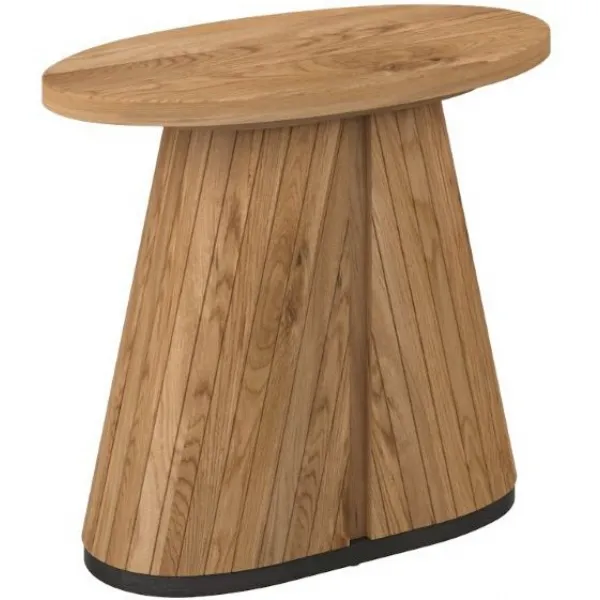 Rustic Oak Oval Lamp Table With Geometric Peppercorn Base