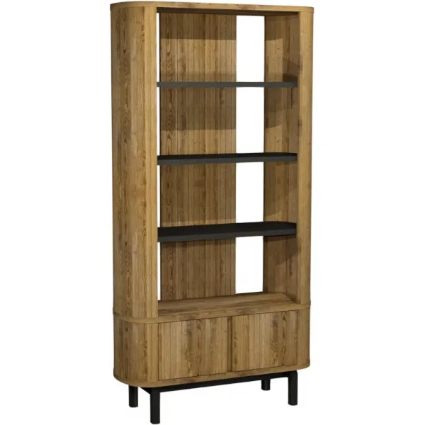 Rustic Oak And Peppercorn Open Display Shelving Unit