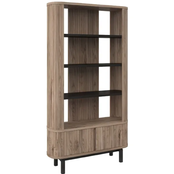 Grey Oiled Oak And Peppercorn Open Display Shelving Unit