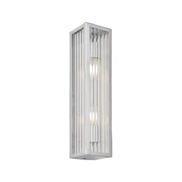 clear Newham Bathroom 2 Wall Light ChromeClear Ribbed