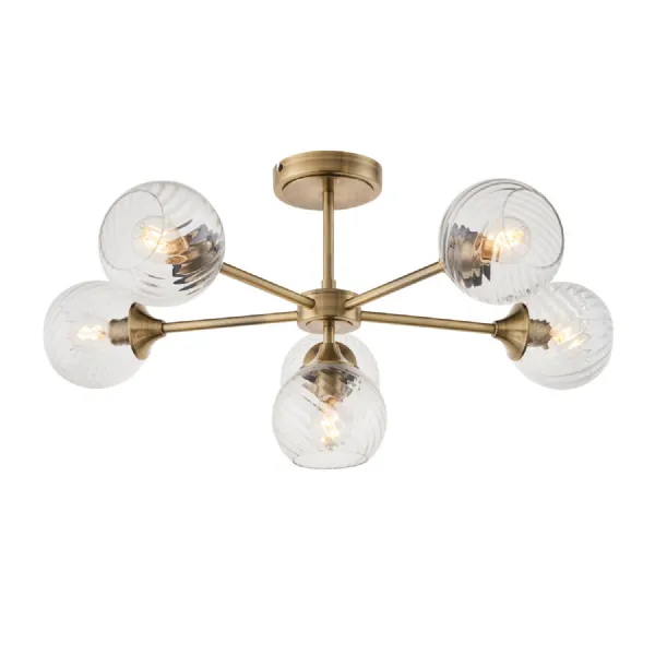 6 Ceiling Light Antique Brass