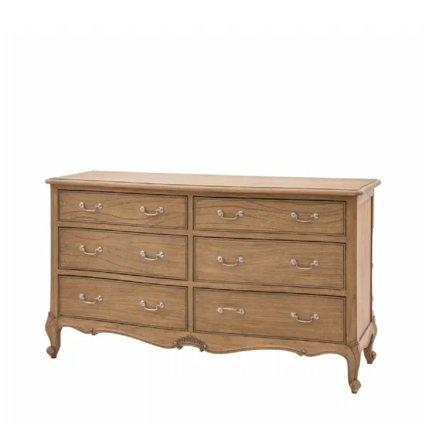 French Style Weathered Wood Chest Of 6 Drawers