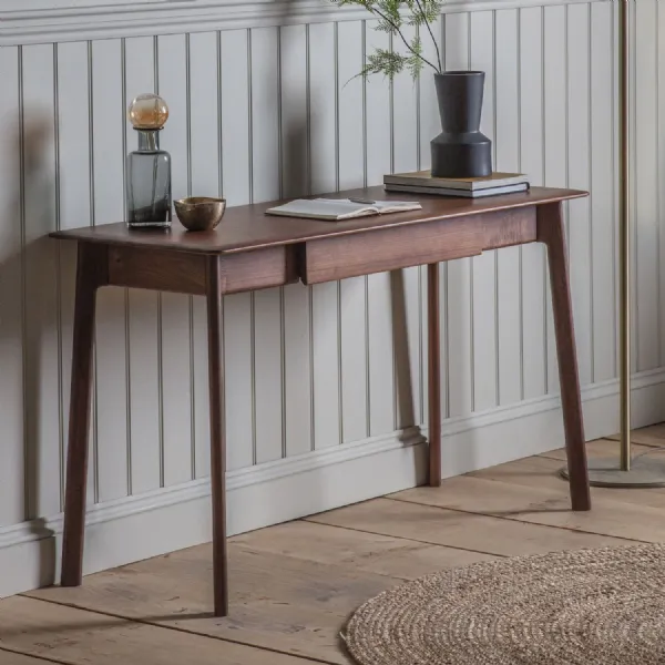 Dark Walnut Wood Slim Home Office Study Desk