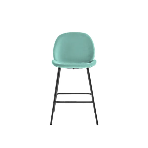 Mint Green Velvet Bar Stool Black Metal Legs