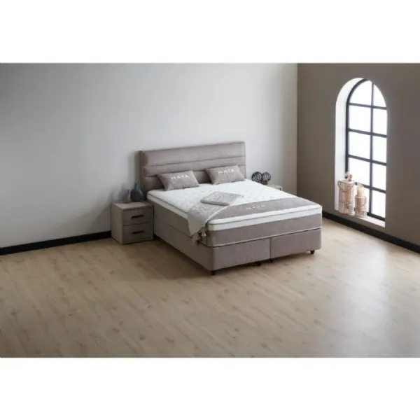 Oatmeal Fabric Double Storage Ottoman Bed