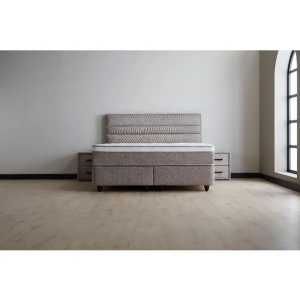 Oatmeal Fabric Super King Size Storage Ottoman Bed