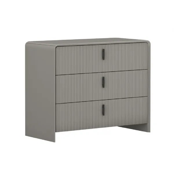 Grey Patterned Rounded Chest of 3 Drawers