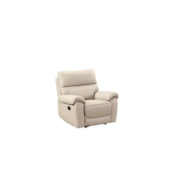 Chalk Leather Padded Manual Recliner Armchair