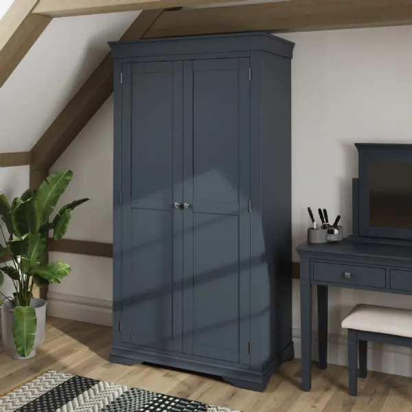 Grey Painted Narrow Double Wardrobe