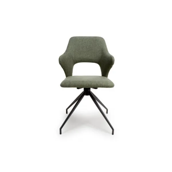 Sage Green Fabric Upholstered Dining Chair Black Metal Legs