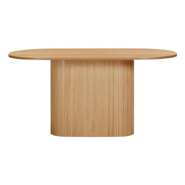 Oak Top Solid Base Oval 160cm Dining Table