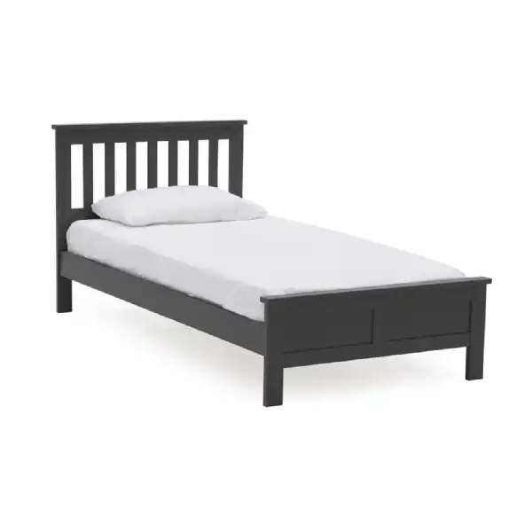 Grey Painted Acacia Wood 3ft Single Bed Low Footend