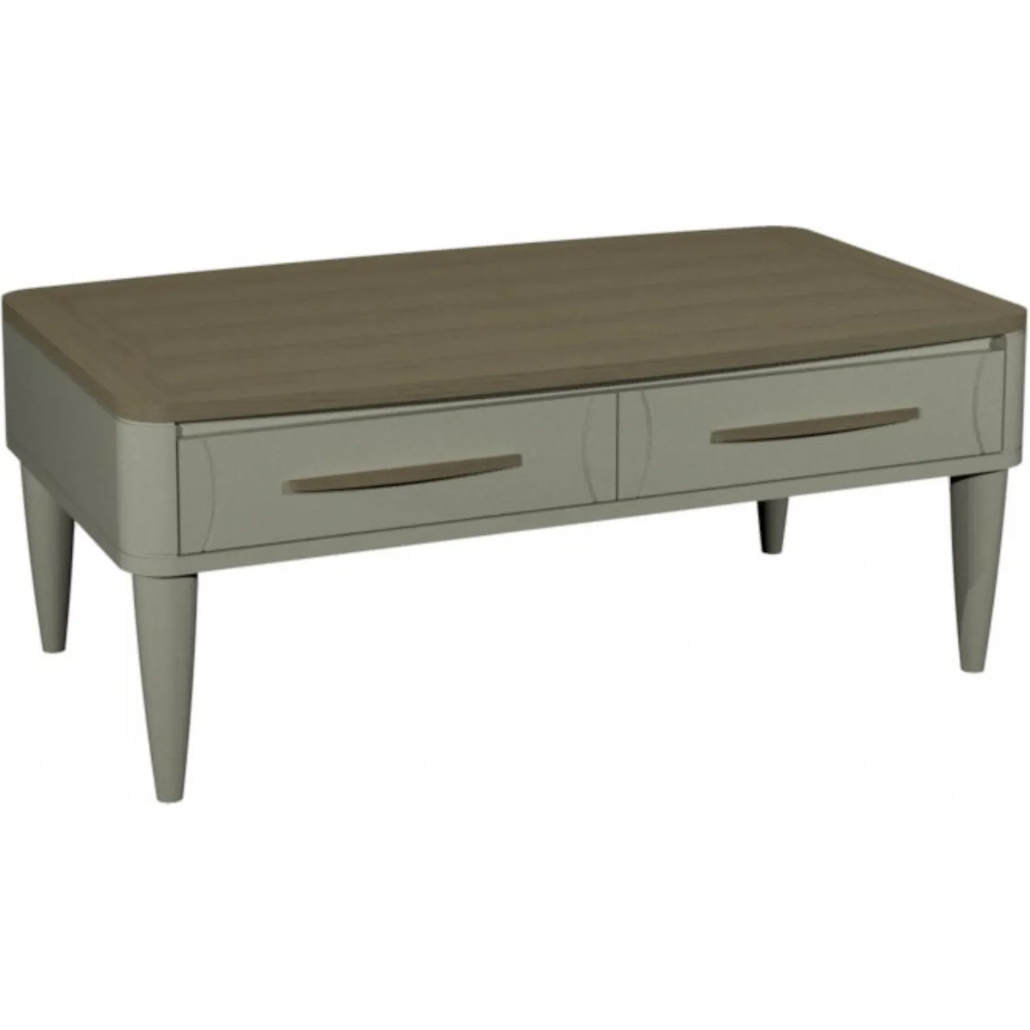 Grey 2 Drawer Coffee Table Scandi Oak Top And Handles