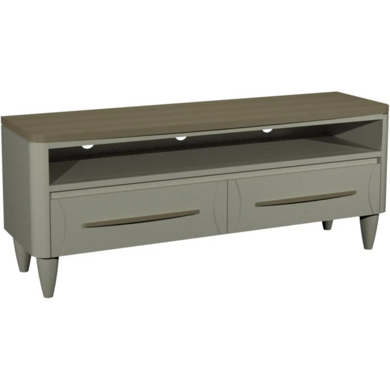 Grey Entertainment TV Media Unit with Scandi Oak Top