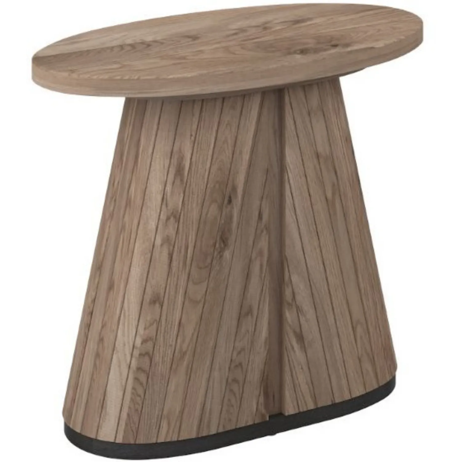 Grey Oiled Oak Oval Lamp Table With Peppercorn Base