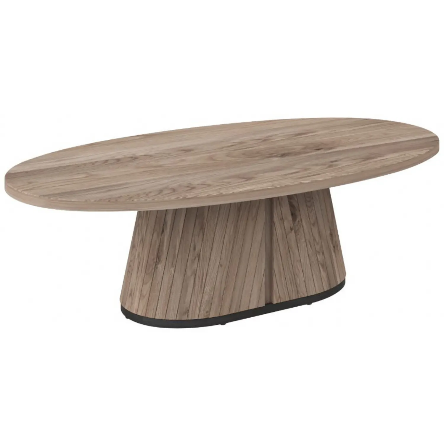 Grey Oiled Oak Oval Coffee Table With Peppercorn Legs