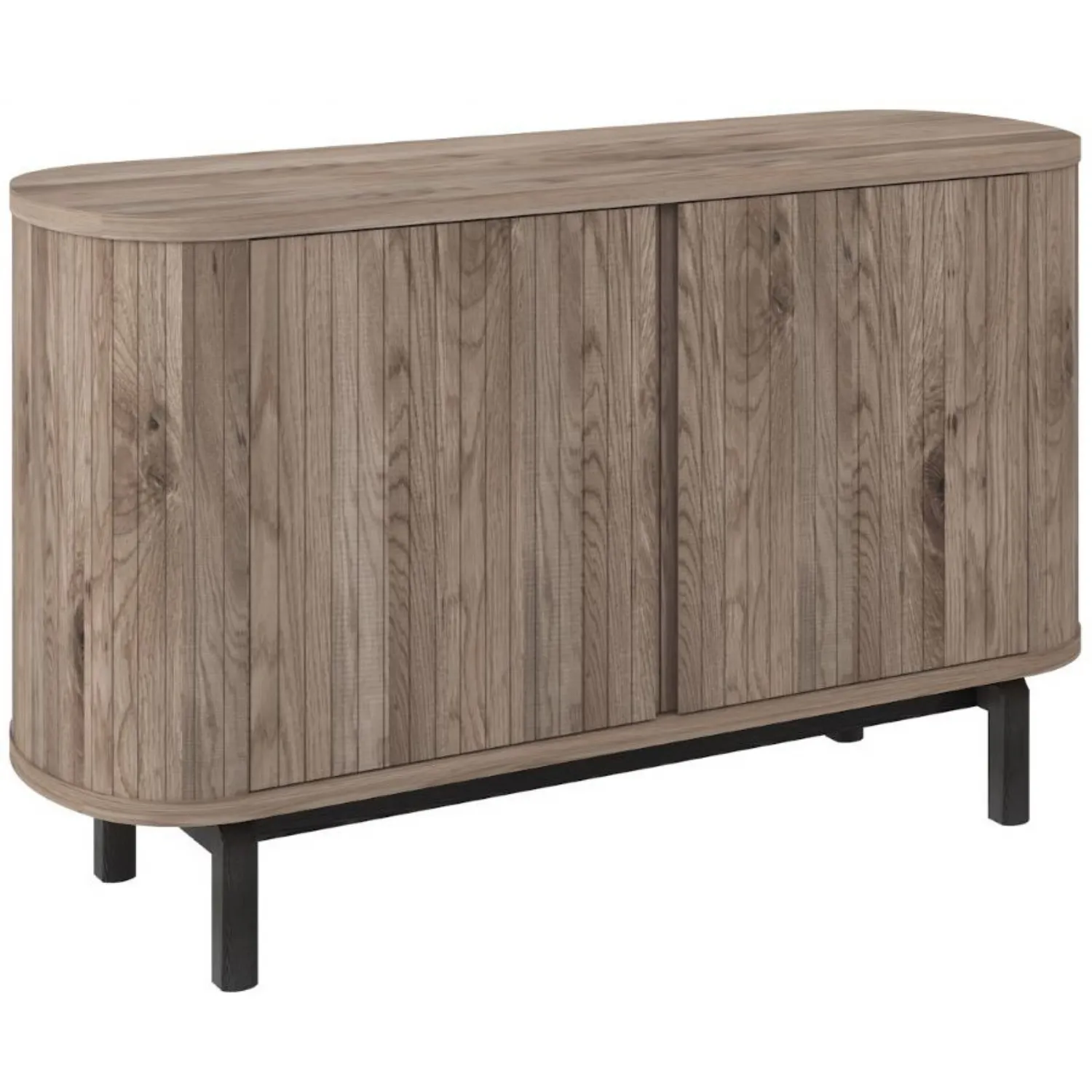 Grey Oiled Oak Narrow Sideboard Peppercorn Black Legs