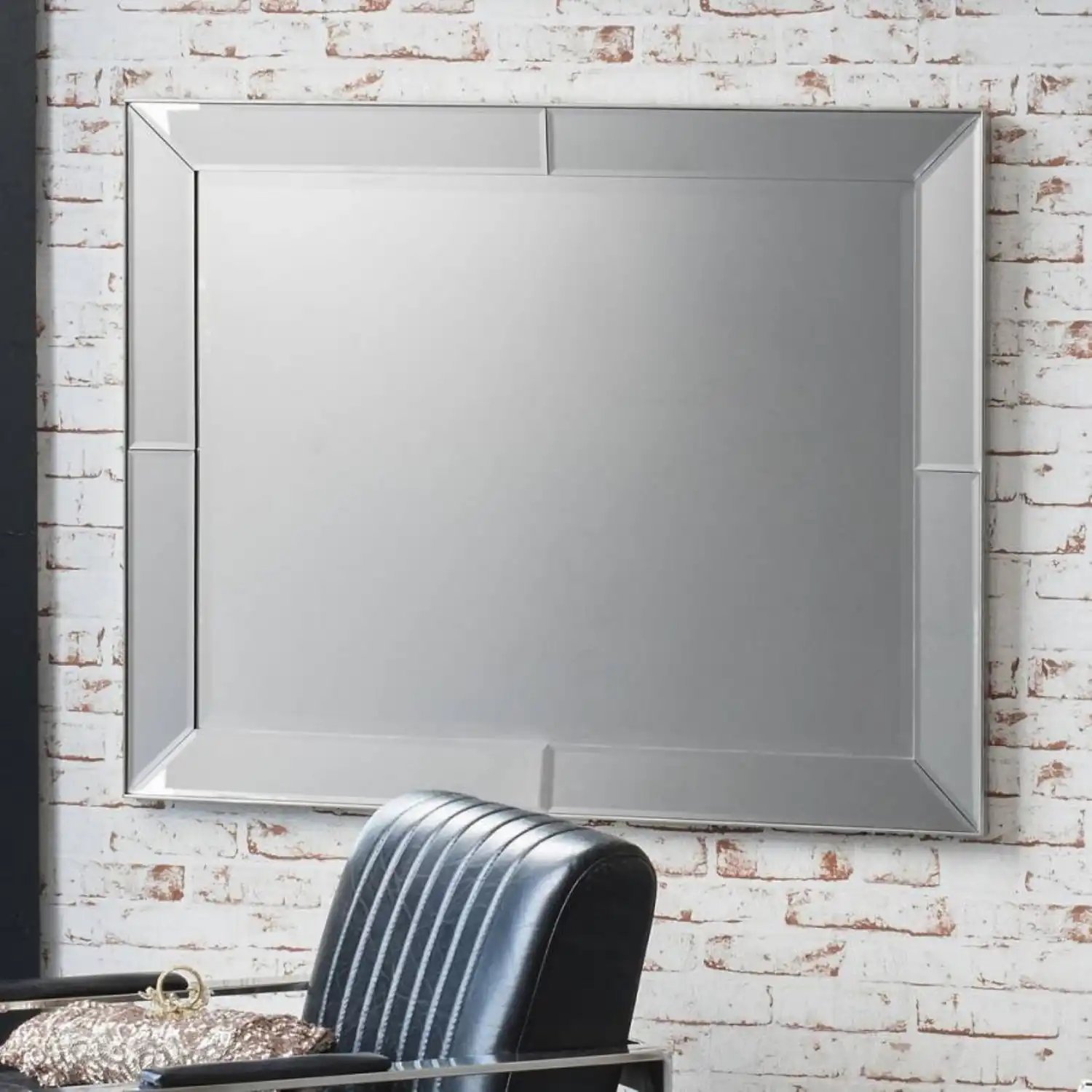 Large Glass Rectangular Bevelled Wall Hanging Mirror