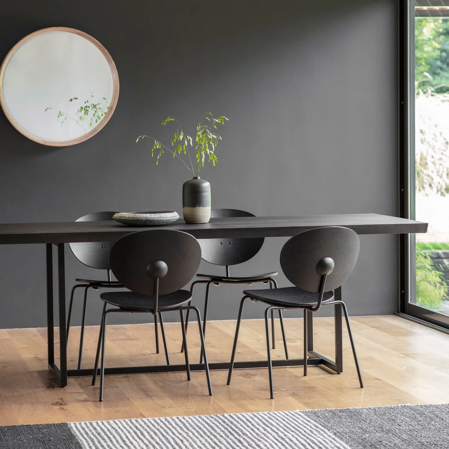 Black Wood Top Extra Large Rectangular Dining Table