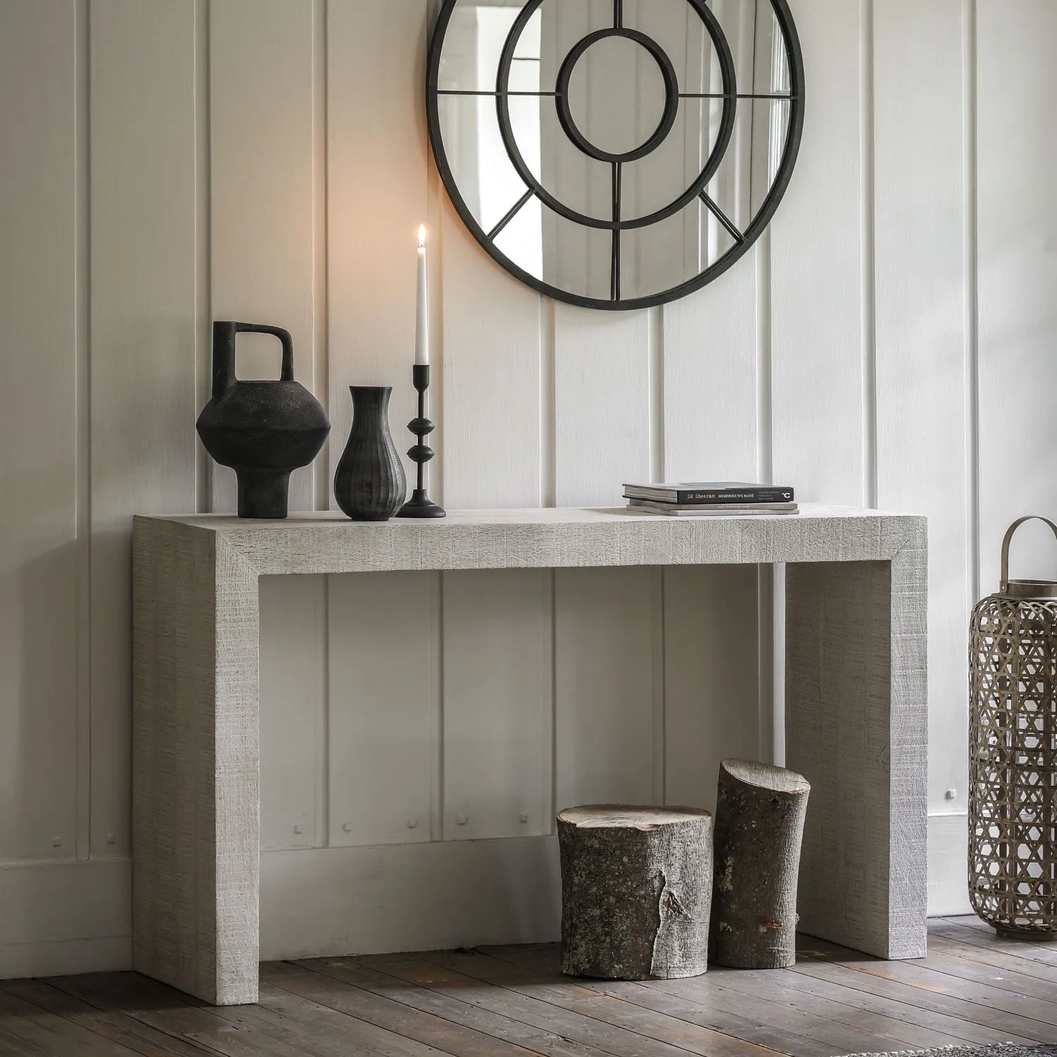 Rustic White Wash Mango Wood Console Hall Table